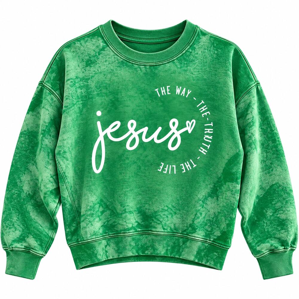 Jesus- The Way, The Truth, The Life Christian Upcycled Sweatshirt, XL